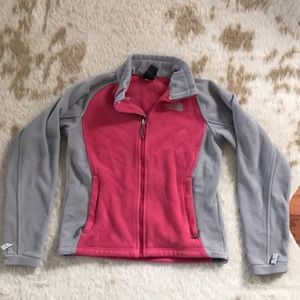 Pink & Grey fleece North Face jacket